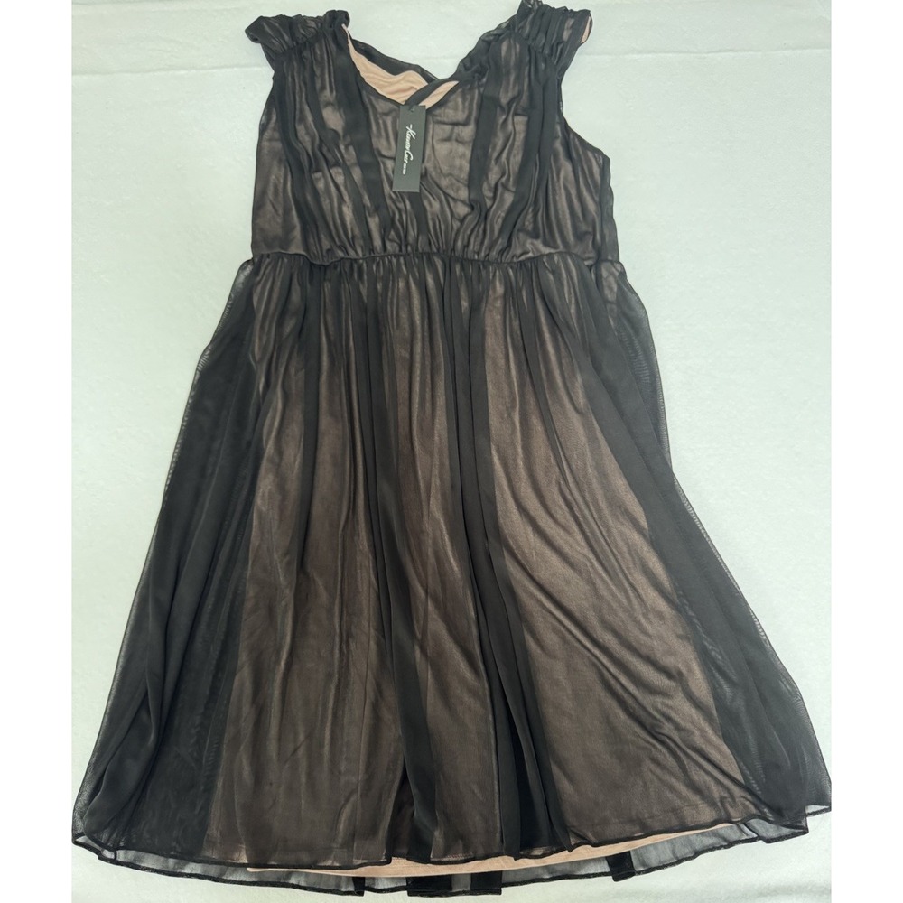 Kenneth Cole New York Black Mesh Sleeveless Empire Waist Cocktail Dress Medium